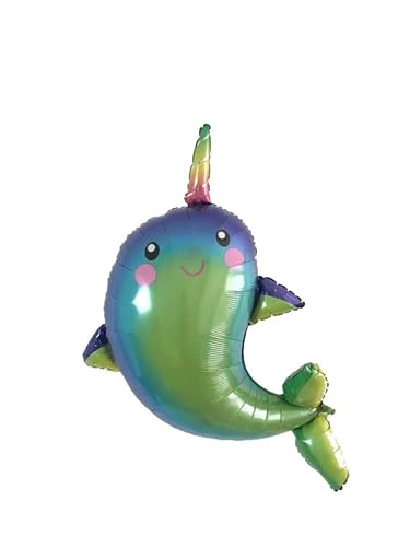 3 Stück Kinder Party Geburtstag Folienballons Airfill Mini Party Ballon Dekorationen (3 x Narwal) von Tri Products