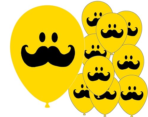 Luftballons mit lächelndem Schnurrbart-Gesicht, 30,5 cm, Party-Dekorationen für Geburtstagsfeiern, geeignet für Luft oder Helium, 10 Stück von Tri Products