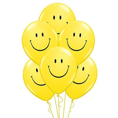 Smile Face lächelnde Latex-Luftballons, 30,5 cm, Latex, Party-Dekorationen für Disco- und Rave-Events, 20 Stück (gelb) von Tri Products