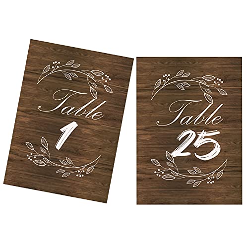 TriEco Tischnummern Hochzeit Rustikal Tischnummern 1-25 mit Kopftisch Tischkarten 12,7 x 17,8 cm für Hochzeit Empfang Tafelaufsatz Party von TriEco
