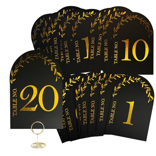 Tischnummern für Hochzeiten 1-20 Schwarz Gold Tischnummernkarten mit Haltern Doppelseitige Tischplatzkarte 4x6" mit Haupttischkarte für Hochzeiten Restaurant Geburtstag Tischnummern für Hochzeiten 1-20 Schwarz Gold Tischnummernkarten mit Haltern Doppelseitige Tischplatzkarte 4x6" mit Haupttischkarte für Hochzeiten Restaurant Geburtstag von TriEco