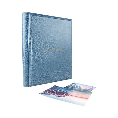 Fotoalbum - Elios Vintage - handgefertigte Herstellung aus Kunstleder, personalisierbar mit Gravur. Ideal für Hochzeiten, Jubiläen und alle Veranstaltungen (Navy blau) von TriVin Art