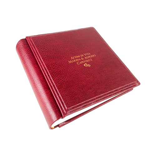 TriVin Art Fotoalbum - Elios Vintage - handgefertigte Herstellung aus Kunstleder, personalisierbar mit Gravur. Ideal für Hochzeiten, Jubiläen und alle Veranstaltungen (Rot) von TriVin Art
