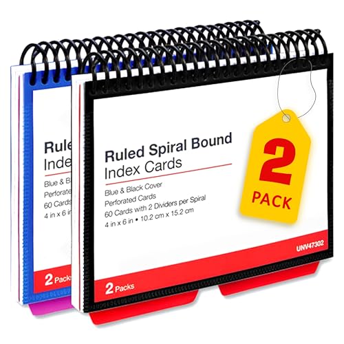 Tribello Spiral Bound Index Cards 4x6 Ruled - Small Spiral Notebook Lined White Cards with 4 Tab Divider and Durable Cover - 2 Pk - 120 Cards Total - Study School Supplies, Note Taking Tribello Spiral Bound Index Cards 4x6 Ruled - Small Spiral Notebook Lined White Cards with 4 Tab Divider and Durable Cover - 2 Pk - 120 Cards Total - Study School Supplies, Note Taking von Tribello