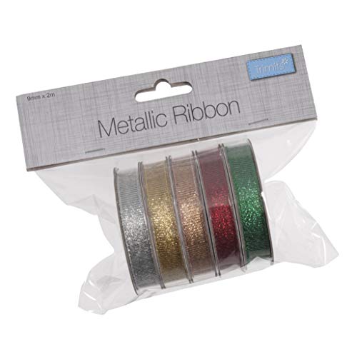 Metallic Ribbon Bag: 2 x 9 mm: 5 Stück von Trimits