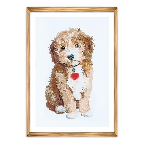 Trimits Große Kreuzstich-Sets - gezählte Stickerei Handarbeit für Erwachsene, Kinder, Weihnachtsgeschenke (Rahmen nicht im Lieferumfang enthalten) 14-fädiges Aida-Gewebe - Hund von Trimits