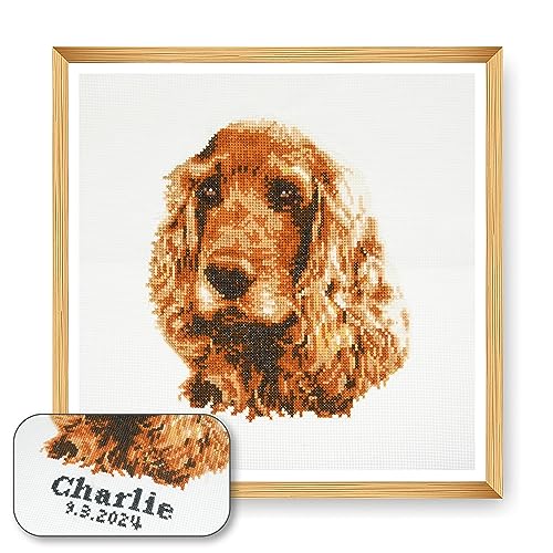 Trimits Kreuzstich-Set Hund – personalisierte Stickerei für Erwachsene und Anfänger, Wanddekoration, Tierliebhaber, Hundebesitzer,36x36cm,Rahmen nicht im Lieferumfang enthalten, Cocker Spaniel von Trimits