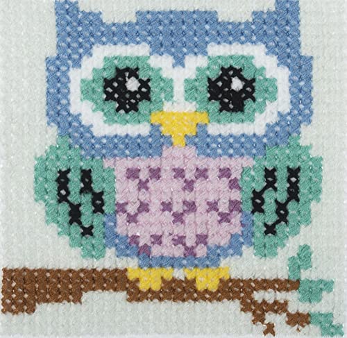 Trimits 'Lerne Kreuzstich' Set - Kinder Starter Gezählter Kreuzstich, Anleitungen, Fäden und Leinen mit großen Löchern, 15 x 15 cm (6 x 6 Zoll) - Eule von Trimits