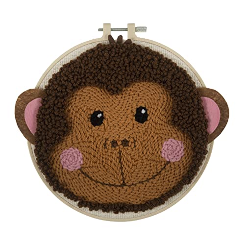 Trimits Punch-Needle-Set mit dickem Garn und Stickrahmen, 20 cm (8 Zoll) - Affe von Trimits