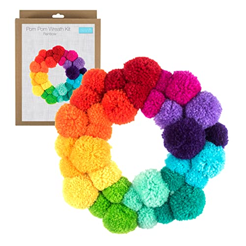 Trimits Pom Pom Kranz-Set, Machen Sie Ihre eigene Haustür-Girlande mit Garn, Nadel und Anleitung (evtl. Nicht in Deutscher Sprache) – Regenbogen von Trimits