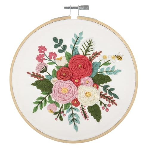 Trimits Stickrahmen-Sets - Starter-Kit, enthält Bambus-Rahmengarne, Stoffnadelhalter und Anleitung, 15 cm (6 Zoll) - Rose von Trimits