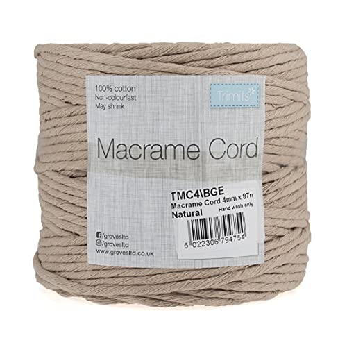 Trimits TMC4BGE Macramé Cord, Beige, Lila, 87m x 4mm, 87 Meter von HI-TACK