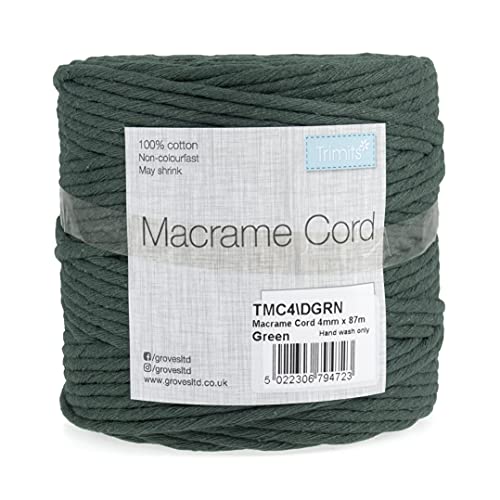Trimits TMC4DGRN Macramé Cord, Dunkelgrün, 87m x 4mm, 87 meter von HI-TACK