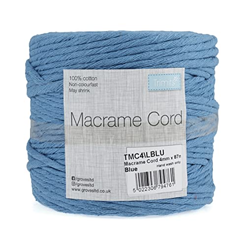 Trimits TMC4LBLU Macramé Cord, Hellblau, 87m x 4mm, 87 meter von Trimits