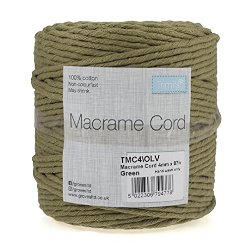 Trimits TMC4OLV Macramé Cord, Olive, 87m x 4mm, 87 meter von Trimits