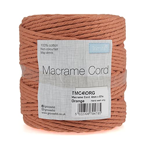 Trimits TMC4ORG Macramé Cord, Orange, 87m x 4mm, 87 meter von HI-TACK