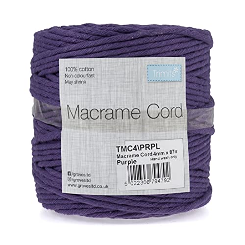 Trimits TMC4PRPL Macramé Cord, Dunkelviolett, 87m x 4mm, 87 meter von HI-TACK