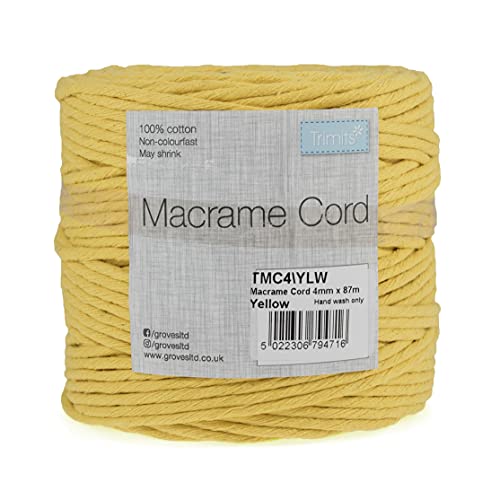 Trimits TMC4YLW Macramé Cord, Gelb, 87m x 4mm, 87 meter von HI-TACK