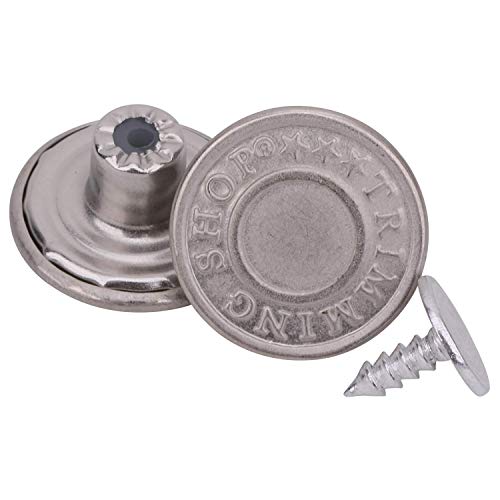 Trimming Shop Jeansknopf aus Messing, 17 mm, strapazierfähig, mit Aluminiumstiften auf der Rückseite, Niete zur Reparatur von Kleidung, Jeans, Jacken, Röcken, Mattes Silber, 10-teiliges Set Trimming Shop Jeansknopf aus Messing, 17 mm, strapazierfähig, mit Aluminiumstiften auf der Rückseite, Niete zur Reparatur von Kleidung, Jeans, Jacken, Röcken, Mattes Silber, 10-teiliges Set von Trimming Shop