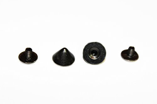 Punk-Dornen zum Schrauben, 50 Stück, 9,5 x 6 mm– aus massivem Messing – erhältlich in Gun-Metall, Gold, und Silber – robustes Zubehör für Kleidung, Lederwaren, Jeans, Taschen, Jacken, Gürtel, grau, 9.5mm x 6mm von Trimming Shop