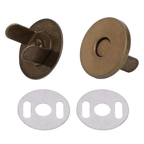 Magnetverschlüsse / Magnetknöpfe für Handtaschen, Taschen und zum Basteln, Magnetknöpfe, Gegenstücke und jeweils 2 Unterlegscheiben, Metall, 18 mm, metall, bronze, 2er-Set von Trimming Shop