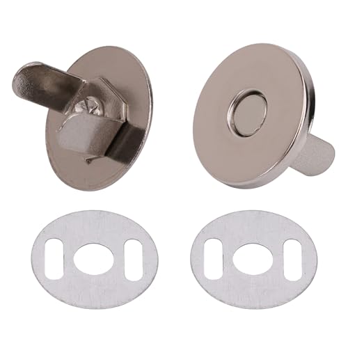 Magnetverschlüsse / Magnetknöpfe für Handtaschen, Taschen und zum Basteln, Magnetknöpfe, Gegenstücke und jeweils 2 Unterlegscheiben, Metall, 18 mm, metall, silber, Set of 20 von Trimming Shop