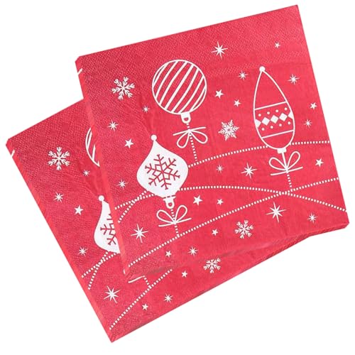 Papierservietten für Weihnachtsfeiern, 2-lagig, Einweg-Papierservietten, 33 cm x 33 cm, Cocktail-Servietten für Neujahr, Abendessen, Partyzubehör, Dekoration, Kugeln, rot, 20 Stück Papierservietten für Weihnachtsfeiern, 2-lagig, Einweg-Papierservietten, 33 cm x 33 cm, Cocktail-Servietten für Neujahr, Abendessen, Partyzubehör, Dekoration, Kugeln, rot, 20 Stück von Trimming Shop