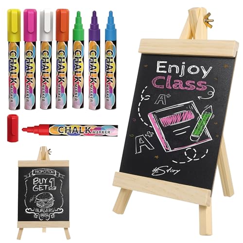 Schwarze Kreidetafel-Schild mit Staffelei-Ständer, Premium-MDF-Holz-Tafel mit 8 lebhaften Neon-Flüssigkreide-Markern, wiederverwendbar, abwischbar, für Cafés und Heimdekoration (16 x 16 cm, Staffelei Schwarze Kreidetafel-Schild mit Staffelei-Ständer, Premium-MDF-Holz-Tafel mit 8 lebhaften Neon-Flüssigkreide-Markern, wiederverwendbar, abwischbar, für Cafés und Heimdekoration (16 x 16 cm, Staffelei von Trimming Shop