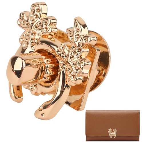Trimmen Shop Blumentasche Twist Turn Lock, Retro-Stil Metallschnalle Hardware für DIY Leder, Handtaschen, Geldbörsen, Umhängetaschen, dekorative Blumenschloss für stilvolle Taschenschlösser, Gold von Trimming Shop
