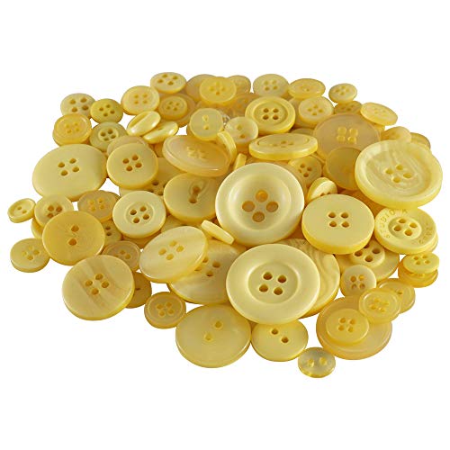 Trimmen Shop Runde Harzknöpfe 2 & 4 Löcher Verschiedene gemischte Farben und Größen für Näharbeiten, handgefertigte Kinderdekoration, DIY-Projekt, 100g, Gelb Trimmen Shop Runde Harzknöpfe 2 & 4 Löcher Verschiedene gemischte Farben und Größen für Näharbeiten, handgefertigte Kinderdekoration, DIY-Projekt, 100g, Gelb von Trimming Shop