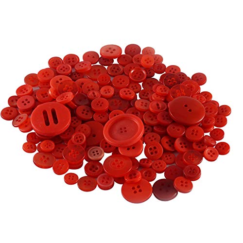 Trimmen Shop Runde Harzknöpfe 2 & 4 Löcher Verschiedene gemischte Farben und Größen für Näharbeiten, handgefertigte Kinderdekoration, DIY-Projekt, 100g, Rot Trimmen Shop Runde Harzknöpfe 2 & 4 Löcher Verschiedene gemischte Farben und Größen für Näharbeiten, handgefertigte Kinderdekoration, DIY-Projekt, 100g, Rot von Trimming Shop