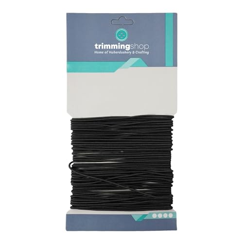 Trimming Shop 1,5 mm breite schwarze elastische Kordel, glatte Oberfläche, stark und dehnbar, 10 Meter langes Gummiband zum Nähen von Kleidung, Stricken, DIY-Projekten, Basteln Trimming Shop 1,5 mm breite schwarze elastische Kordel, glatte Oberfläche, stark und dehnbar, 10 Meter langes Gummiband zum Nähen von Kleidung, Stricken, DIY-Projekten, Basteln von Trimming Shop