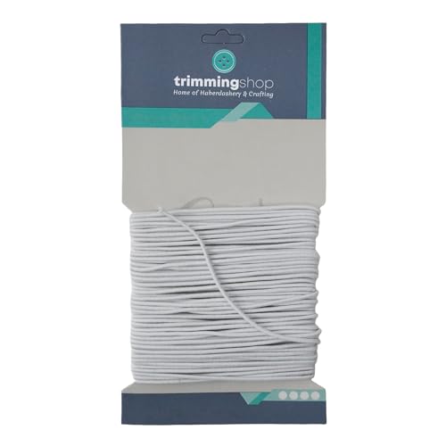 Trimming Shop 1,5 mm breite weiße elastische Kordel, glatte Oberfläche, stark und dehnbar, 10 Meter langes Gummiband zum Nähen von Kleidung, Stricken, DIY-Projekten, Basteln Trimming Shop 1,5 mm breite weiße elastische Kordel, glatte Oberfläche, stark und dehnbar, 10 Meter langes Gummiband zum Nähen von Kleidung, Stricken, DIY-Projekten, Basteln von Trimming Shop