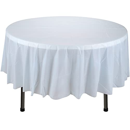 Trimming Shop 1 Stück hellblaue Tischdecke, Einweg-Kunststoff-Tischdecke, wasserdicht, abwischbar, 213,4 cm, runde Tischdecken für Babyparty, Hochzeit, Geburtstag, Weihnachten, Party, Trimming Shop 1 Stück hellblaue Tischdecke, Einweg-Kunststoff-Tischdecke, wasserdicht, abwischbar, 213,4 cm, runde Tischdecken für Babyparty, Hochzeit, Geburtstag, Weihnachten, Party, von Trimming Shop