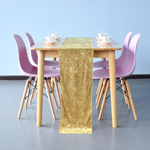 Trimming Shop 1 x Tischläufer aus Pannesamt, goldfarben, 33 x 274 cm, waschbar, weicher Stoff, glänzend, für Hochzeit, Bankett, Küche, Geburtstag, Urlaub, Abendessen Dekoration, 1 Stück Trimming Shop 1 x Tischläufer aus Pannesamt, goldfarben, 33 x 274 cm, waschbar, weicher Stoff, glänzend, für Hochzeit, Bankett, Küche, Geburtstag, Urlaub, Abendessen Dekoration, 1 Stück von Trimming Shop