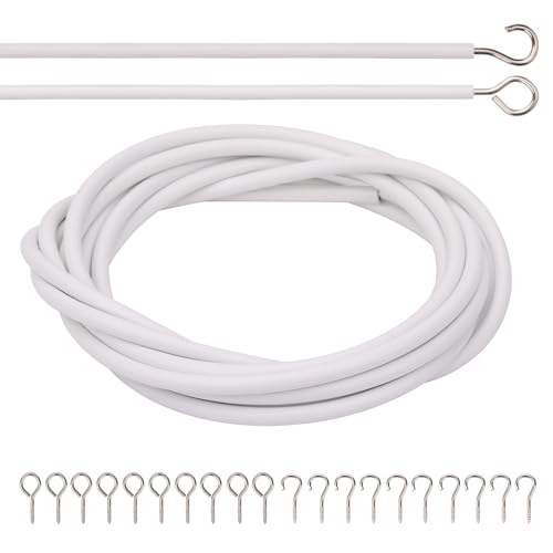 Trimming Shop Netzvorhangdraht & Haken Set | 10 m Vorhangschnur mit 10 Haken & 10 Ösen | zuschneidbar, langlebig, Mehrzweck-Kabeldraht-Set für Netzvorhänge, Voiles & mehr – Weiß Trimming Shop Netzvorhangdraht & Haken Set | 10 m Vorhangschnur mit 10 Haken & 10 Ösen | zuschneidbar, langlebig, Mehrzweck-Kabeldraht-Set für Netzvorhänge, Voiles & mehr – Weiß von Trimming Shop
