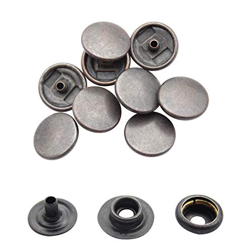 Trimming Shop 10 Set Druckknöpfe Druckknöpfe Robuste Metall Druckknöpfe für Kleidung Handtasche Geldbörse Nähen Handwerk Lederjacken DIY Zubehör Gunmetal Schwarz 15 mm von Trimming Shop