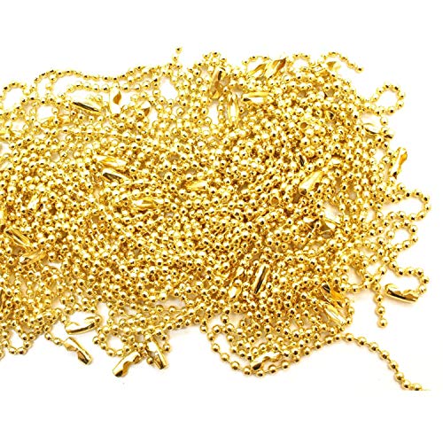 Trimming Shop 10 cm Metallkugel Goldkettenverlängerung für Etikettenanhänger, Kugelperlenkettenverbinder, Schmuckherstellung, Schlüsselanhänger oder Ausweishalter, mit Verbindungsverschluss, 100 Stück von Trimming Shop