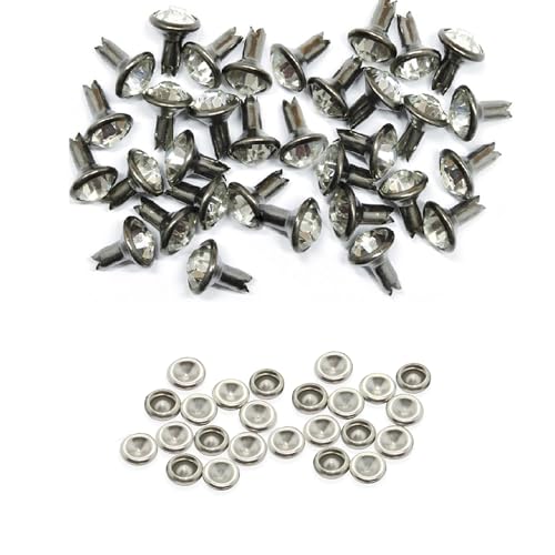 Trimming Shop 10mm Klar Schwarz Kristall Nieten, Strass Acryl Strass Nieten mit Pins für DIY Lederwaren, Bekleidung Dekoration, Kunst & Basteln Projekte, Geldbörsen Verzierung, 10pcs von Trimming Shop