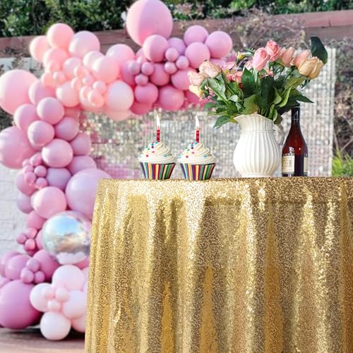 Trimming Shop 1 x goldene Pailletten-Tischdecke, 127 cm, rund, glänzend, glitzernd, Tischdecke für Partys, Hochzeiten, Empfänge, Bankette, Geburtstage, Babypartys, Festivals, Zeremonien, Kuchen, Trimming Shop 1 x goldene Pailletten-Tischdecke, 127 cm, rund, glänzend, glitzernd, Tischdecke für Partys, Hochzeiten, Empfänge, Bankette, Geburtstage, Babypartys, Festivals, Zeremonien, Kuchen, von Trimming Shop