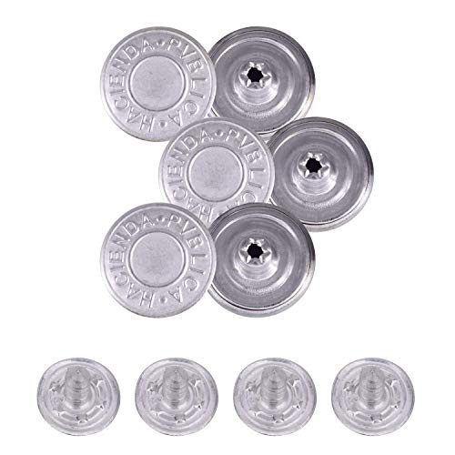 Trimming Shop 14 mm Ersatz-Jeansknöpfe, langlebiger Klebeschlag, kein Nähen, Knöpfe mit Nieten, für Jeans, Jacken, Röcke, Silber, 10 Stück Trimming Shop 14 mm Ersatz-Jeansknöpfe, langlebiger Klebeschlag, kein Nähen, Knöpfe mit Nieten, für Jeans, Jacken, Röcke, Silber, 10 Stück von Trimming Shop
