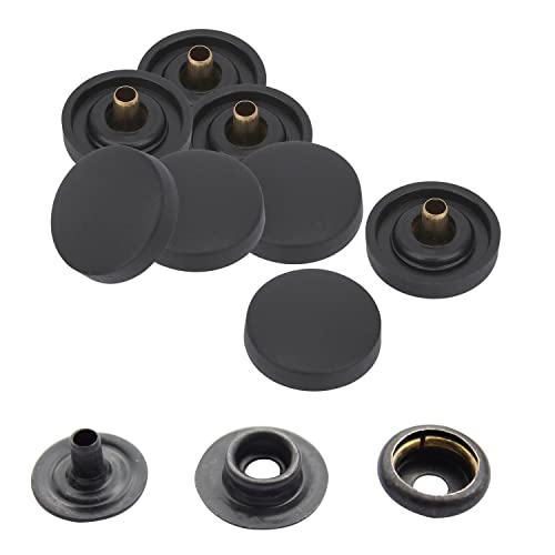 Trimming Shop 15 mm Druckknöpfe Druckknöpfe Kunststoffkappe mit schwarzen Metallrückseite, Druckknöpfe ohne Nähen für DIY Lederhandwerk, Jacken, Handtasche, Geldbörsen, Schwarz, 10-teiliges Set von Trimming Shop