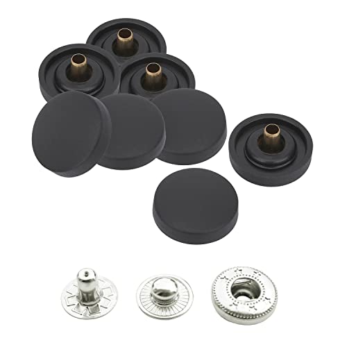 Trimming Shop 15 mm S-Feder-Druckknöpfe, Druckknöpfe, Kunststoffkappe mit silbernen Metallrückseite, Druckknöpfe ohne Nähen für DIY-Lederhandwerk, Jacken, Handtasche, schwarz, 10-teiliges Set von Trimming Shop
