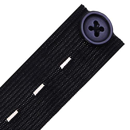 Trimming Shop 15 mm breites Knopfloch, elastische Kordel, dehnbares Band zum Nähen von Kleidung, Hosenbund, Umstandskleider, Stricken, Basteln (1 Meter, schwarz) von Trimming Shop