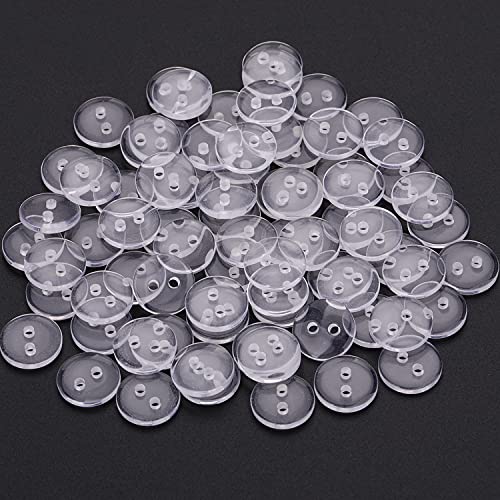 Trimming Shop 15 mm durchsichtige runde Kunststoffknöpfe - Packung mit 100 Knöpfen von Trimming Shop
