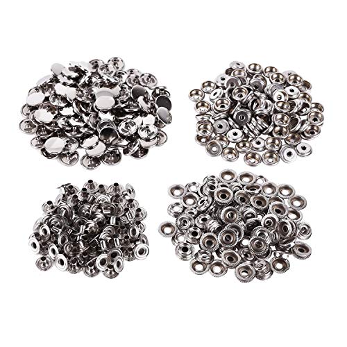 Trimming Shop 4tlg Silber Druckknöpfe mit Zinken – 100 mm x 15 mm Druckknöpfe – rostfreier, Nickel frei Poppers – Für Scrapbooking, Stoffe, Kleidung Repair, und Leder, Silber, 10 x 15mm von Trimming Shop