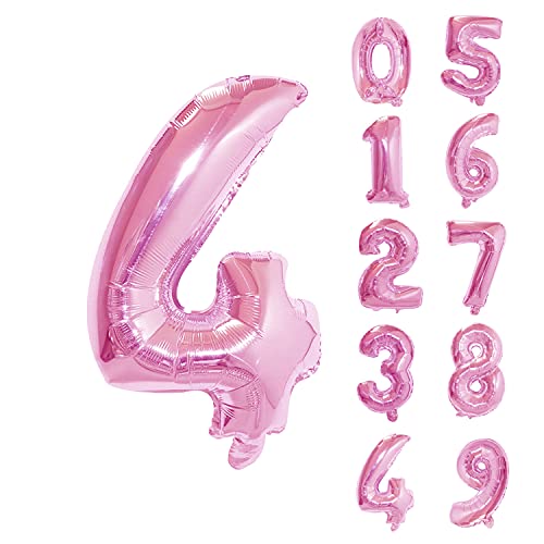 Trimming Shop 16 Zoll Folienballons, Selbstversiegelnde Heliumballons Nummer 4 Ballon für Geburtstag Hochzeit Party Supplies Dekoration Folienballons für Party Rosa Trimming Shop 16 Zoll Folienballons, Selbstversiegelnde Heliumballons Nummer 4 Ballon für Geburtstag Hochzeit Party Supplies Dekoration Folienballons für Party Rosa von Trimming Shop