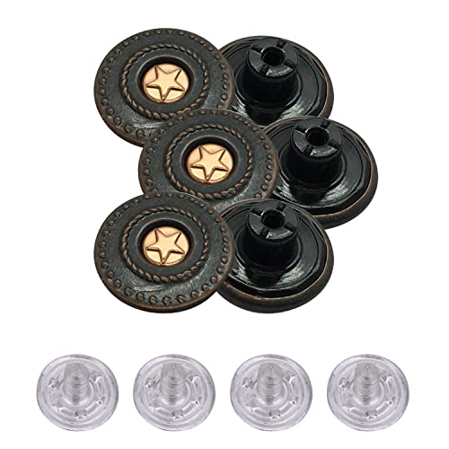 Trimming Shop 17 mm Messing-Knopf-Hammer auf Reißzwecken mit Aluminium-Rücknadel, handgepresste Nieten für die Reparatur von Kleidung, Denims, Jacken, dunkle Bronze mit goldenem Stern, 8 Stück Trimming Shop 17 mm Messing-Knopf-Hammer auf Reißzwecken mit Aluminium-Rücknadel, handgepresste Nieten für die Reparatur von Kleidung, Denims, Jacken, dunkle Bronze mit goldenem Stern, 8 Stück von Trimming Shop