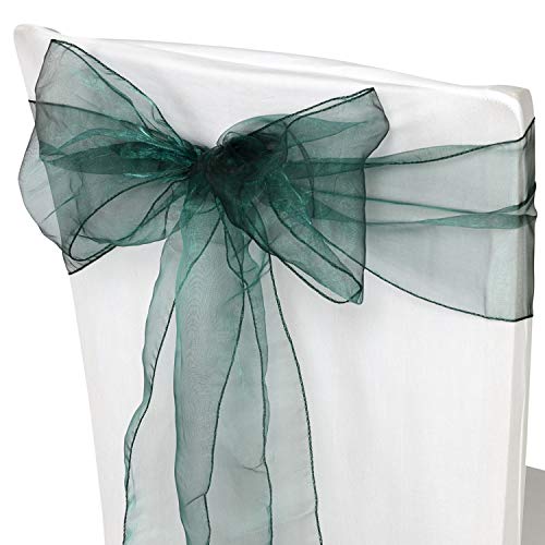 Trimming Shop 17 x 280cm Organza-Schärpen mit breiterer Schärpe Fuller Bow Stuhlbezug für Hochzeit, Geburtstag, Empfang, Jahrestag, Partydekoration, Smaragdgrün, 50 Stuck von Trimming Shop
