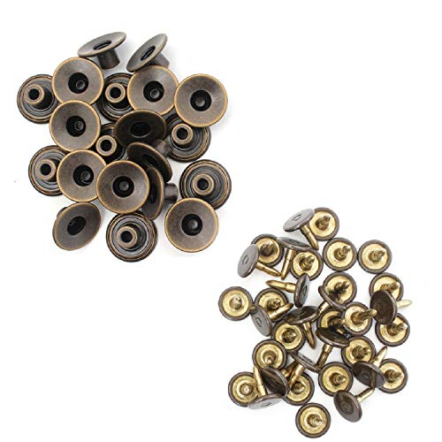 Trimming Shop 17mm Messing Jeans Knopf, strapazierfähiger Reißverschluss Knöpfe mit Rückenstiften Niet für Reparaturkleidung, Jeansjacken, Handtasche, Röcke, Bronze, 10 Stück Set von Trimming Shop